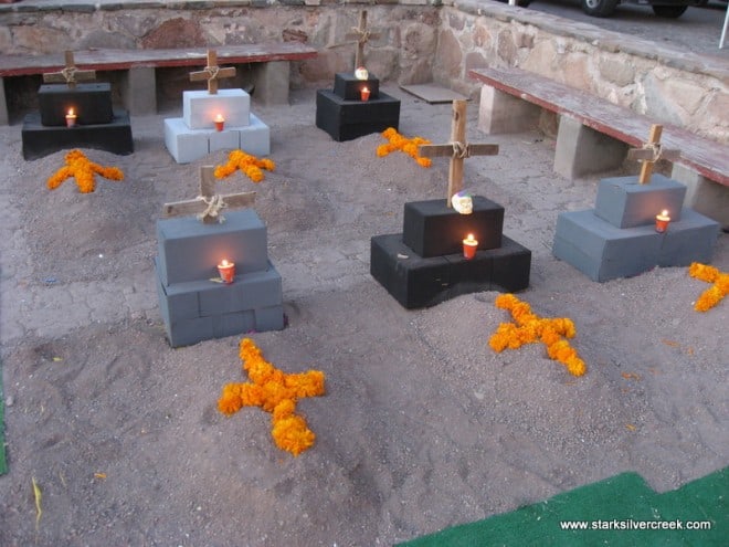 This display represents the graves of the beloved who have died.