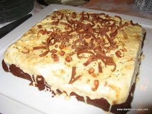 'A Night of Glamour" Brownie Ice Cream Cake. When done, slice into nice squares and serve. You will be the talk of the town!
