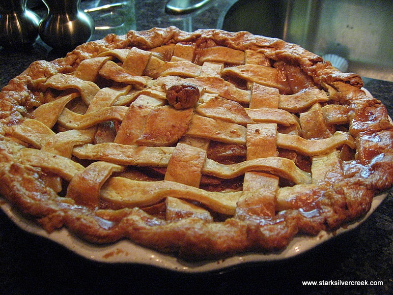 The second apple pie I made. I thought the design in the center was just ok. I know William-Sonoma has different designs for the top that I could have tried out as well. I am contemplating whether the classic lattice really needs further embellishment...