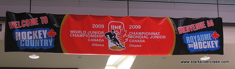 Banner in the baggage claim area of the Ottawa airport in Canada