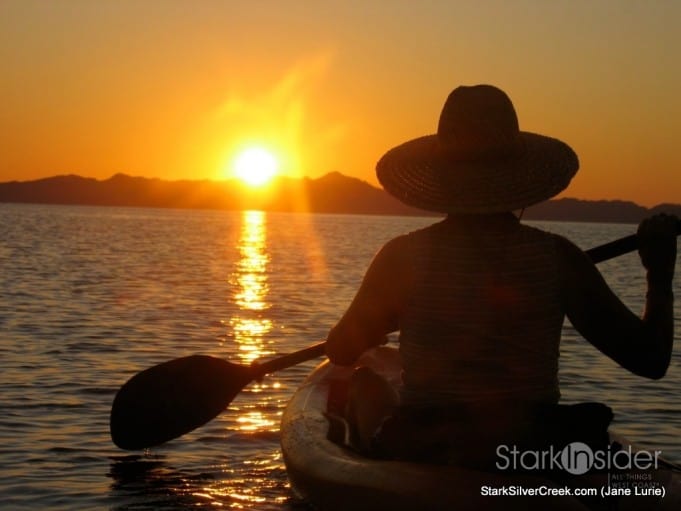 Kayak on Loreto Sea of Cortez at sunrise - beautiful