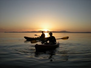 Del and Nancy Kayak in Loreto at Sunrise