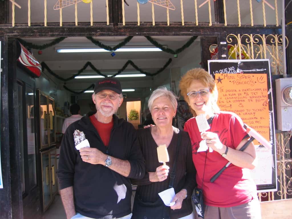 Del, Nancy and me at our favorite ice cream shop in Loreto