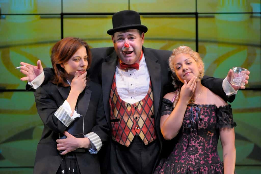 As You Like It: (l to r) Rosalind (Anna Bullard), Touchstone (Steve Irish) and Celia (Cristi Miles) comtemplate the meaning of 'for sworn' in San Jose Repertory Theatre's production of As You Like It. Photo credit: Kevin Berne.