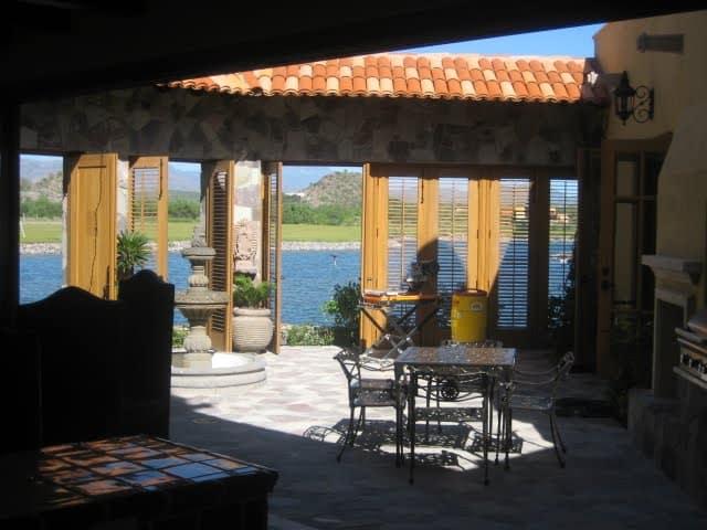 View from the courtyard out to the estuary