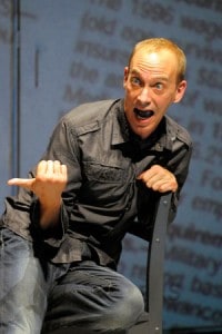 At Berkeley Rep, Jim Lichtscheidl stars in the West Coast premiere of Tiny Kushner, a series of short scripts by Tony Kushner. Photo courtesy of mellopix.com