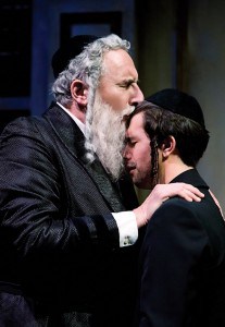 l-r Reb Saunders (Corey Fischer) and his son Danny Saunders (Thomas Gorrebeeck) in THE CHOSEN at TheatreWorks.  Photo Credit: Tracy Martin