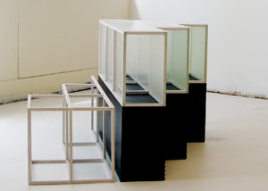 Theodora Varnay Jones, step a, Side B,  2006-2009, synthetic materials, pigments, rubber, wood structure24 X 35 1/2 X 34 inches, Courtesy of the Artist and Don Soker Contemporary Art, SF 
