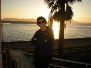 Close-up if Sharon and Sunset at the Estero Beach Hotel