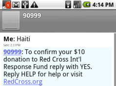 haiti text message red cross