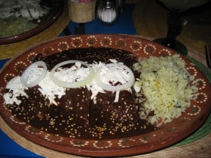 Dinner of Enmoladas at Los Mandiles, photo by Dee Wise