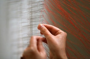 Beili Liu - Process. Bound #1, 2009, Thread and needles, Variable dimensions, Courtesy of the Artist 