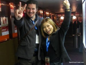 Director Rory Bain (The Whirling Dervish) strikes a Maverick pose with Loni Kao Stark