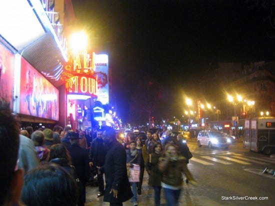 Waiting in line for the Moulin Rouge on a cold evening in Paris. In front of me, a mother and daughter from Greece. Behind me, a couple from an unusual country I can not recall anymore...however, it was not California!