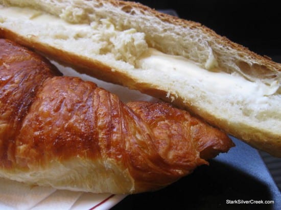 The buttery croissant and baguette. The buttery croissant and baguette.