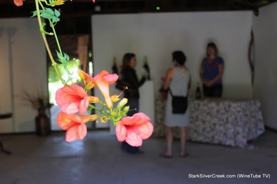 Winners of the Grape to Glass photo contest hung in the barn.