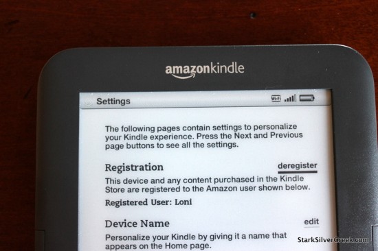 Amazon Kindle 3: Registering Device