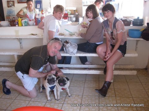 Randall family having lunch at El ReyTaco with Pugs