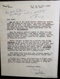 Meyer Levin letter in Berkeley Rep lobby