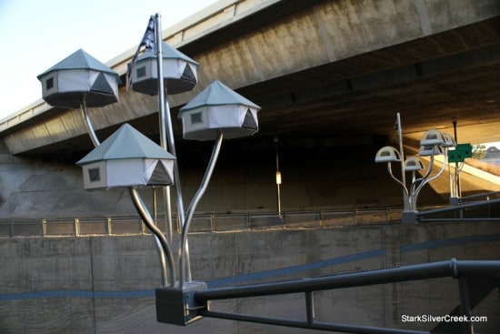  The tent designs are fashioned after FEMA relief shelters, and are scaled for birds.