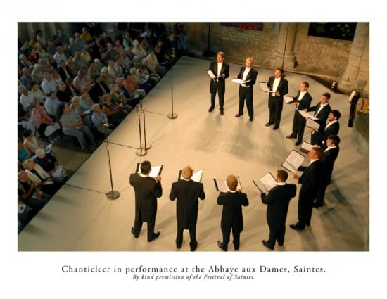 Chanticleer in performance at the Abbaye aux Dames, Saintes (by kind permission of the Festival of Saintes).