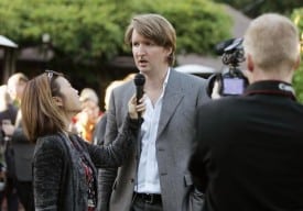 Mixing it up: Loni Kao Stark (L), director Tom Hooper (C), and Clinton Stark (R)