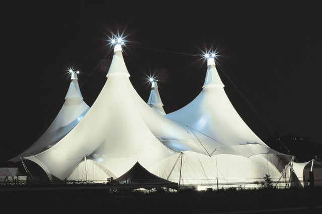 CAVALIA's White Big Top will be raised by AT&T Park in San Francisco. This one-of-a-kind tent is long enough to allow the horses to get to a full gallop as they soar past astonished audience members. Photo Credit: Guy Deschênes