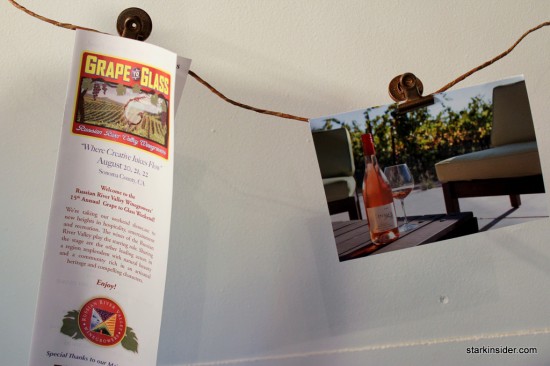 As part of the Grape to Glass festivities there was a photo contest. The winners were displayed in a rustic room which welcomed guested with some more Iron Horse sparkling wines to taste.