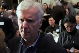 Film director James Cameron talks to Churchill Club members before taking the stage with Google CEO Eric Schmidt