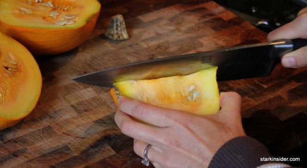 Slicing a pumpkin