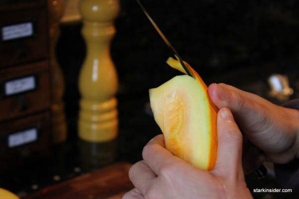 Peeling a pumpkin