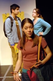 (l to r) York Ng, Kacey Berry and Jenny Leon perform in Liz Phelps’ script, Synesthesia, one of two winners in the annual Teen One-Acts Festival. Photographer: Kevin Berne