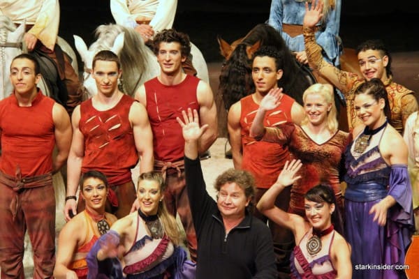 Normand Latourelle (center), co-founder of Cirque du Soleil, with the cast of Cavalia