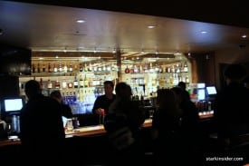 The bar is a hot spot with its expanse and mood lighting
