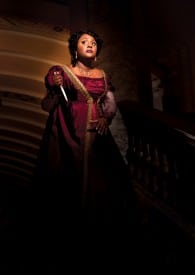 Jouvanca Jean-Baptiste as the fiery opera diva in Puccini's passionate, political thriller Tosca at Opera San José. Photo by Chris Ayers