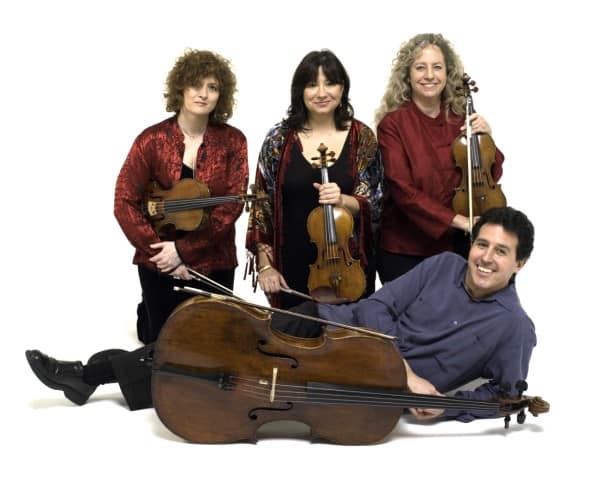 The Ives Quartet, left to right:  Jodi Levitz, viola, Bettina Mussumeli, violin, Susan Freier, violin, and Stephen Harrison, cello.
