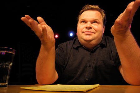In 2011, Mike Daisey debuts two audacious new monologues at Berkeley Rep: The Last Cargo Cult and The Agony and the Ecstasy of Steve Jobs. Photographer: Ursa Waz