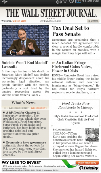 Wall Street Journal review on Samsung Galaxy Tab