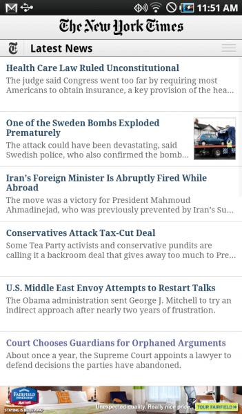 The New York Times Android app