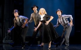 Benjie Randall, Matthew LaBanca, Anna Aimee White and James Patterson, in San Jose Repertory Theatre's Co-Production of Backwards in High Heels. Photo by Tim Fuller.