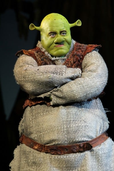 The finished product: Eric Petersen as Shrek. Photo by Joan Marcus.