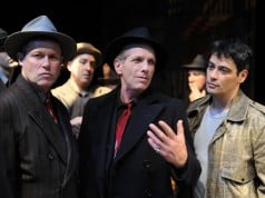 John Flanagan as Charlie the Gent, Randall King as Johnny Friendly and Johnny Moreno as Terry Malloy in SAN JOSE STAGE COMPANY'S ON THE WATERFRONT.