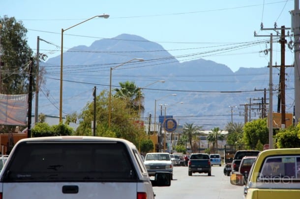 Downtown Loreto, Sierra de la Giganta in the distance.