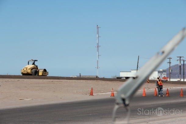 Construction project on HIghway 1 next to the entrance to Loreto is a good economic sign.