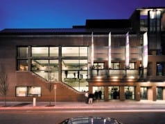 The exterior of the Roda Theatre at the Tony Award-winning Berkeley Repertory Theatre.