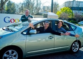 Eric, Larry and Sergey in a self-driving car.