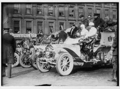 Cars lined up for the start of the "Great Race" from New York to Paris.