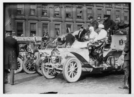 Cars lined up for the start of the "Great Race" from New York to Paris.