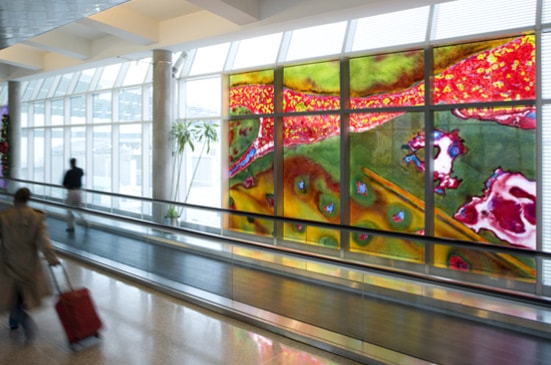 Gordon Huether: Houston Hobby Airport, 2009, 6 Bays - 20'w x 12'h, Glass, Houston, TX.