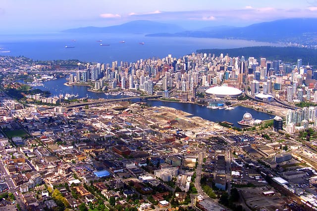 Vancouver from a float plane, looking west.